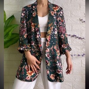 Zara Green Floral Blazer